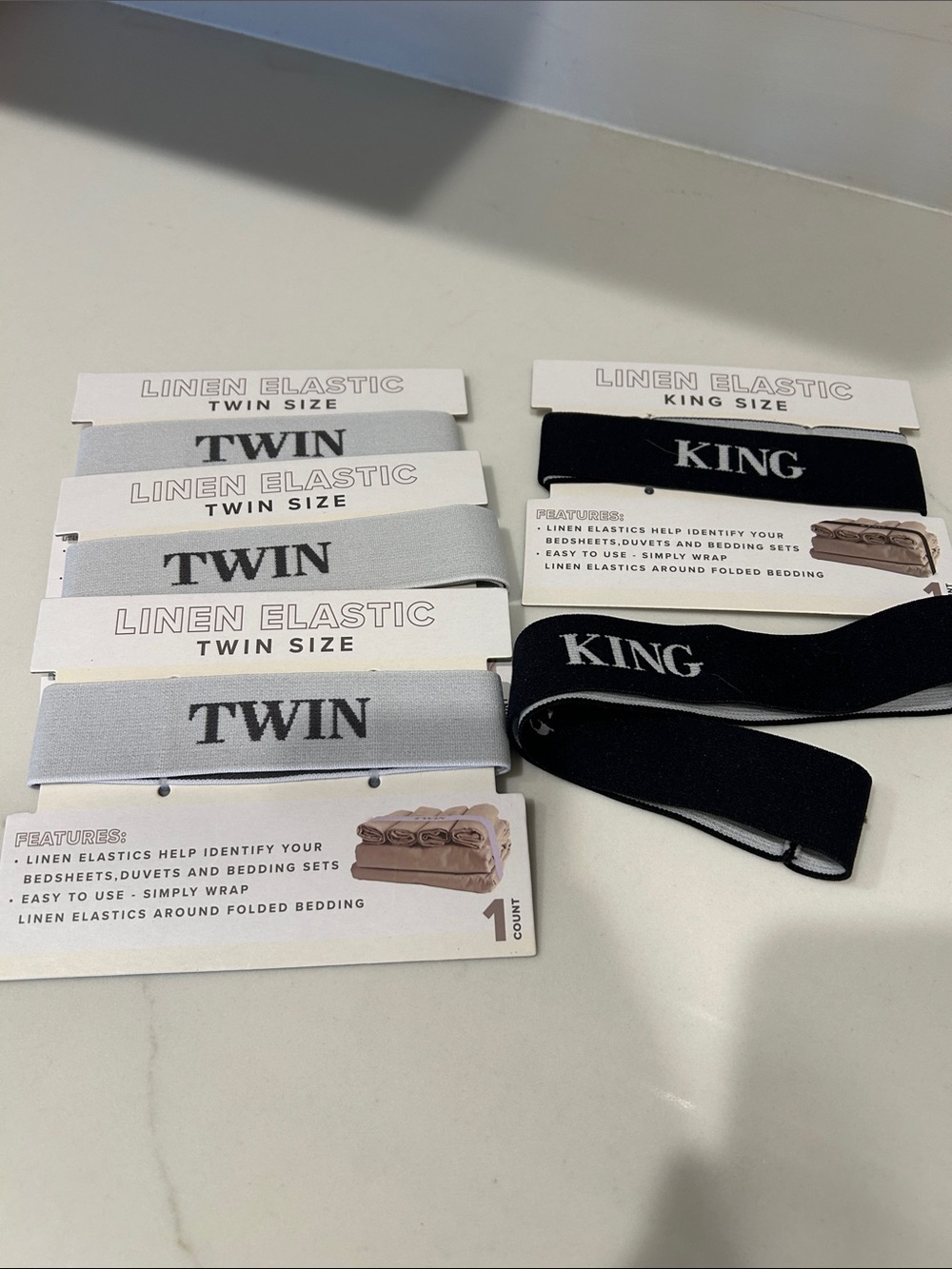 Target Linen Elastic Bed Size Bands - Black & Light Gray